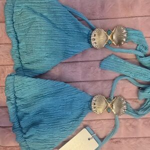 Beach Bunny Turquoise Bikini with Silver Shells